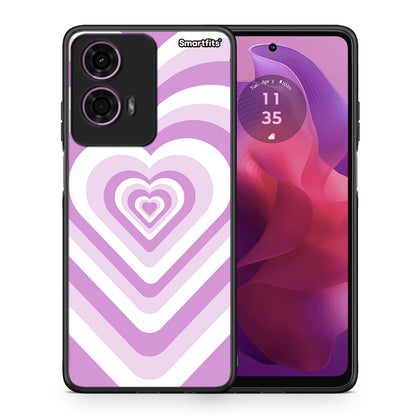 Θήκη Motorola G24 Lilac Hearts από τη Smartfits με σχέδιο στο πίσω μέρος και μαύρο περίβλημα | Motorola G24 Lilac Hearts case with colorful back and black bezels