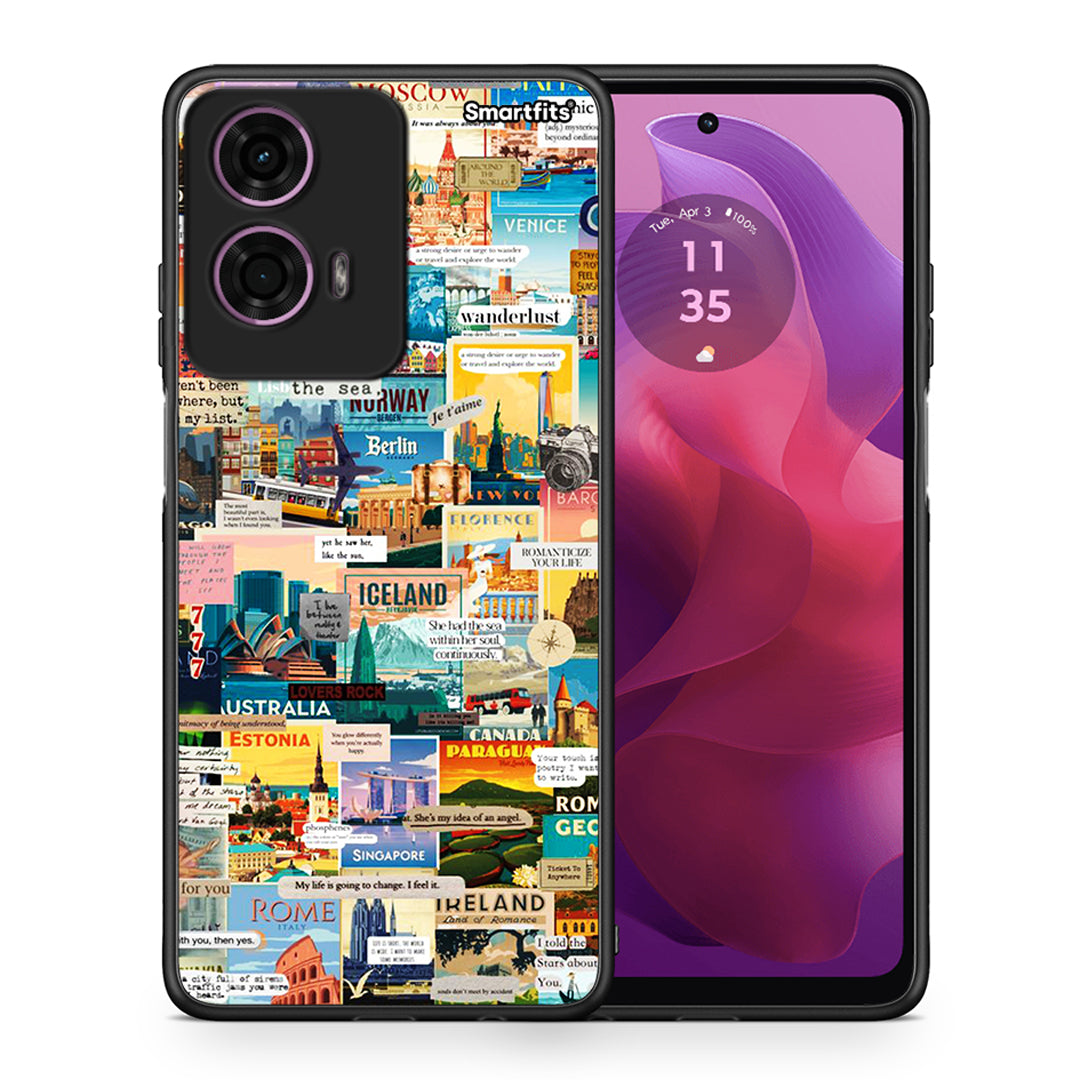 Θήκη Motorola G24 Live To Travel από τη Smartfits με σχέδιο στο πίσω μέρος και μαύρο περίβλημα | Motorola G24 Live To Travel case with colorful back and black bezels