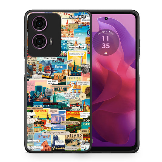 Θήκη Motorola G24 Live To Travel από τη Smartfits με σχέδιο στο πίσω μέρος και μαύρο περίβλημα | Motorola G24 Live To Travel case with colorful back and black bezels
