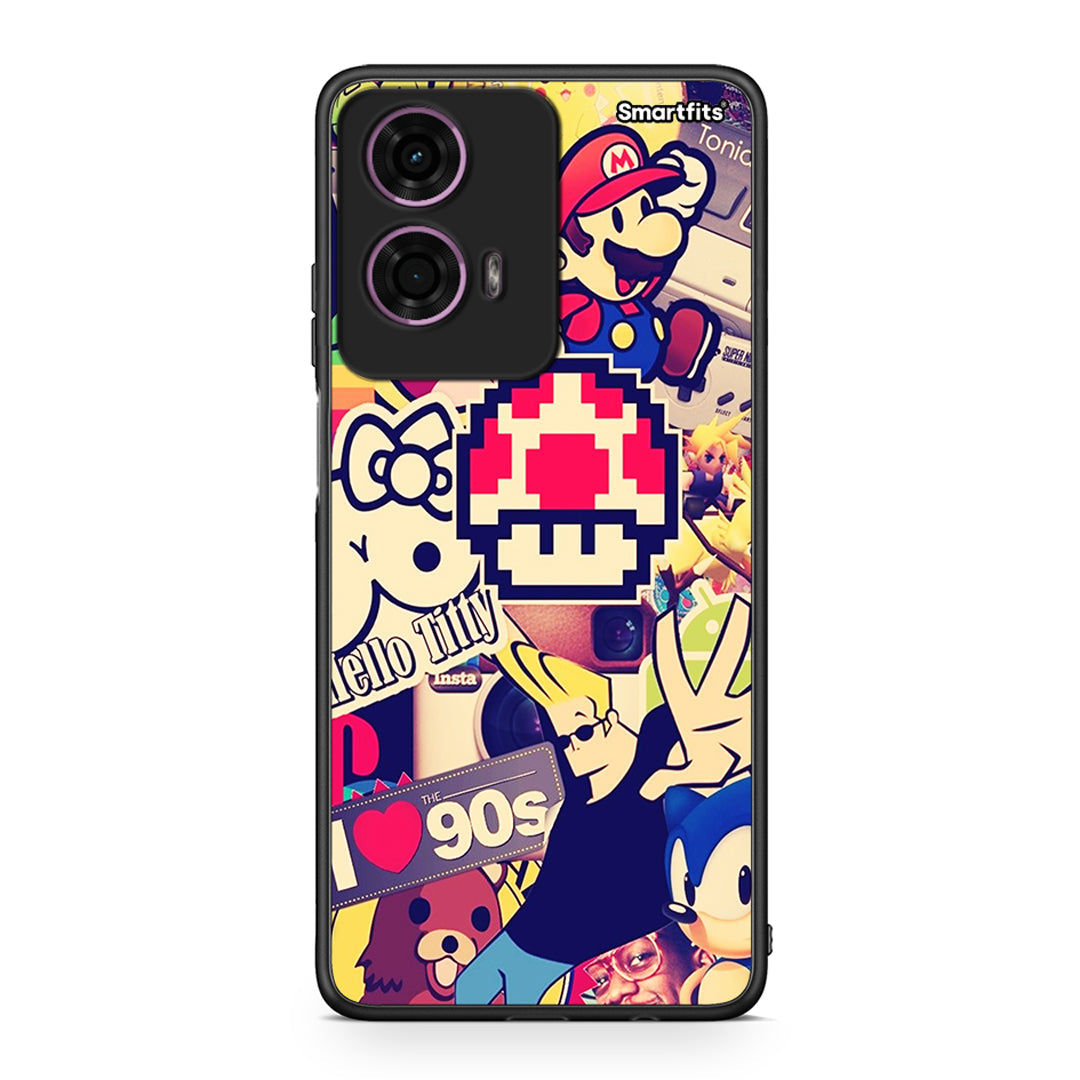 Motorola G24 Love The 90s θήκη από τη Smartfits με σχέδιο στο πίσω μέρος και μαύρο περίβλημα | Smartphone case with colorful back and black bezels by Smartfits