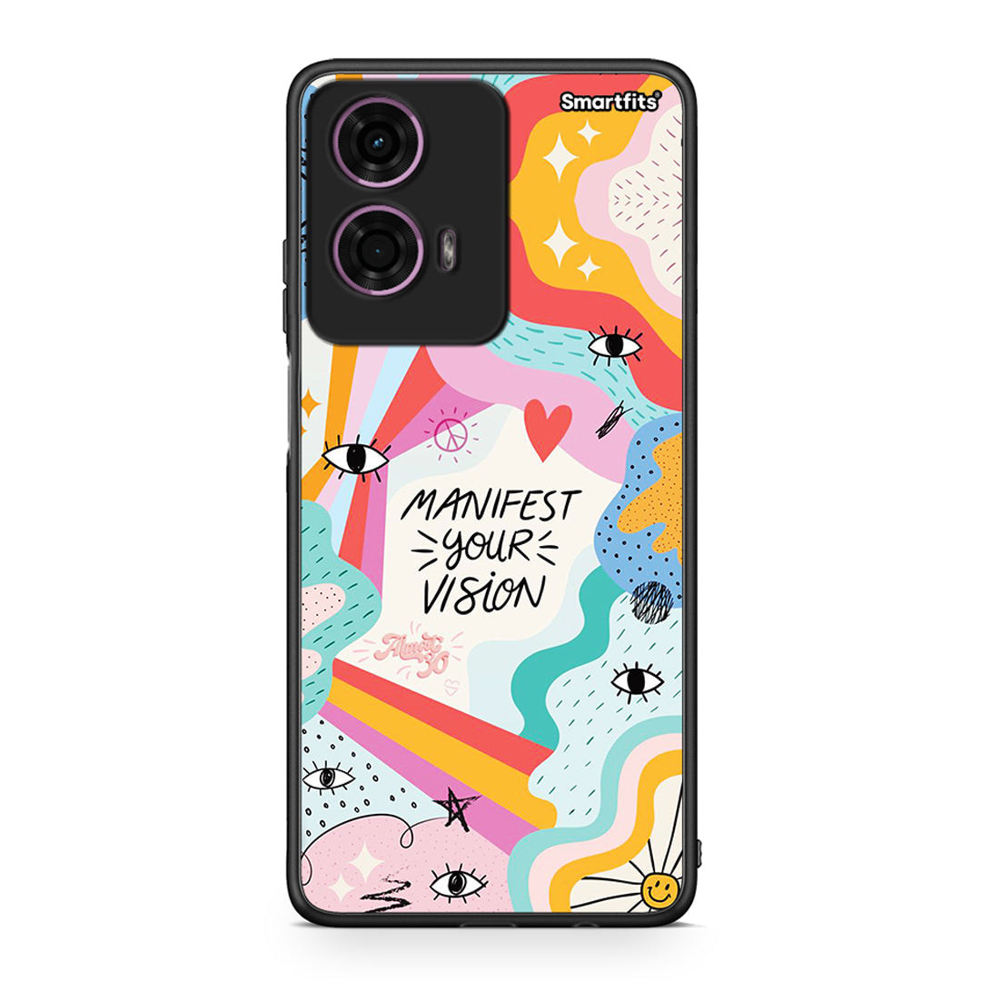 Motorola G24 Manifest Your Vision θήκη από τη Smartfits με σχέδιο στο πίσω μέρος και μαύρο περίβλημα | Smartphone case with colorful back and black bezels by Smartfits