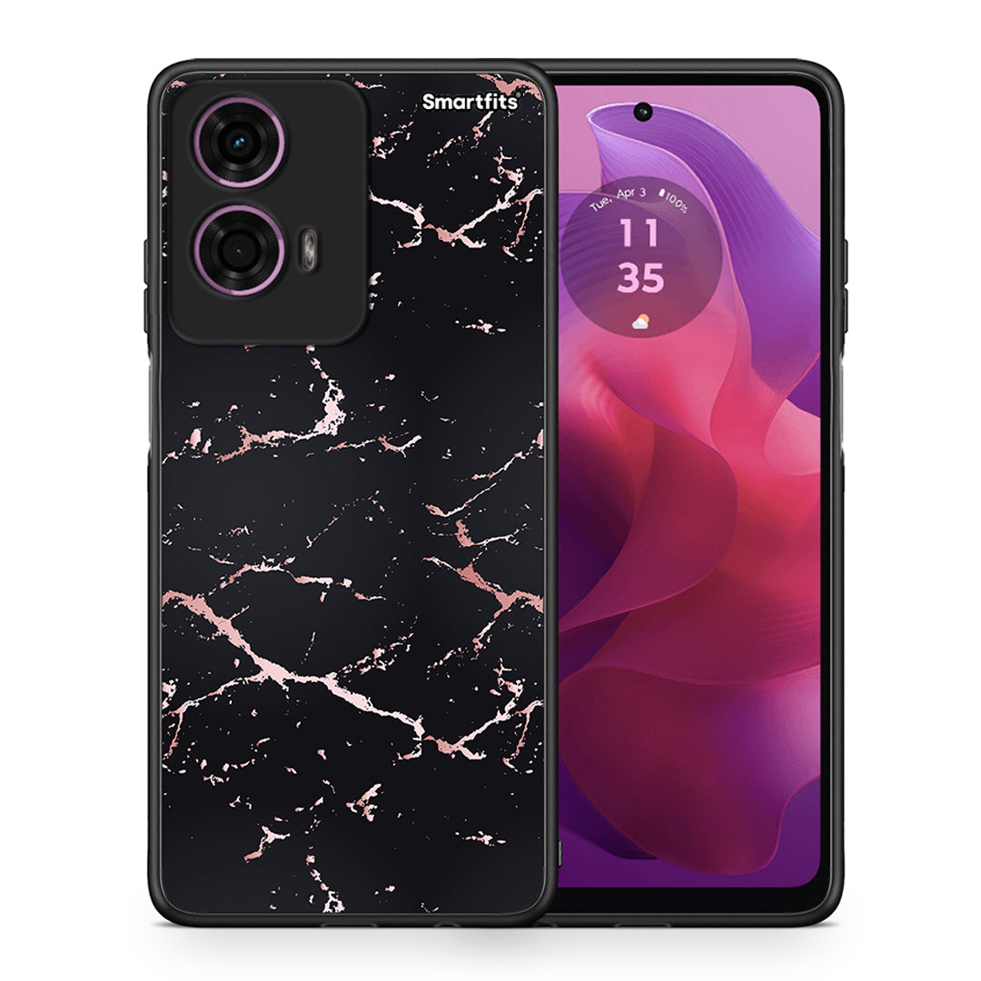 Θήκη Motorola G24 Black Rosegold Marble από τη Smartfits με σχέδιο στο πίσω μέρος και μαύρο περίβλημα | Motorola G24 Black Rosegold Marble case with colorful back and black bezels