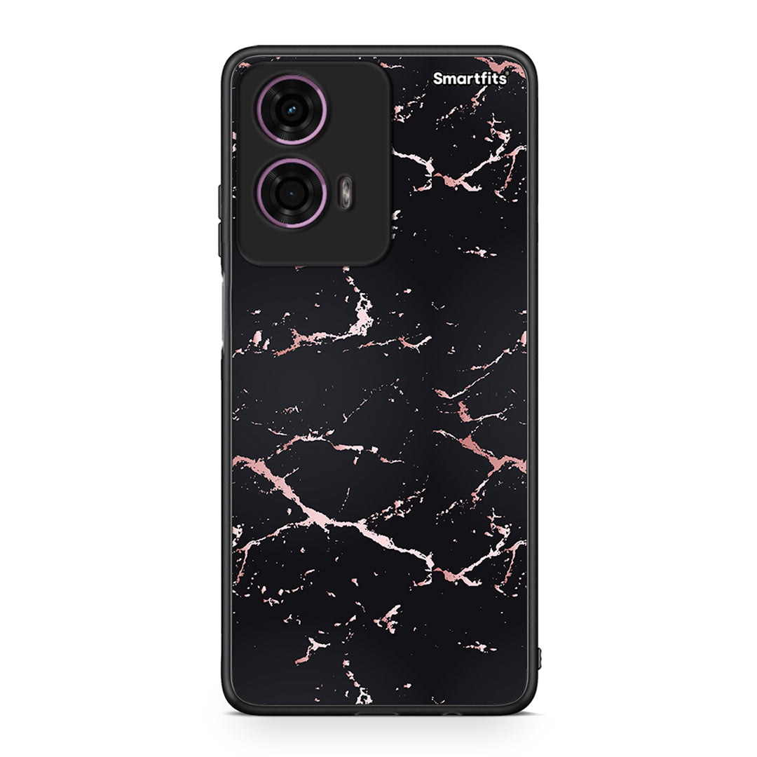 4 - Motorola G24 Black Rosegold Marble case, cover, bumper