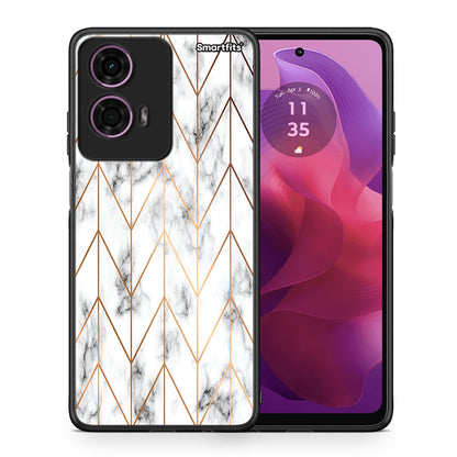 Θήκη Motorola G24 Gold Geometric Marble από τη Smartfits με σχέδιο στο πίσω μέρος και μαύρο περίβλημα | Motorola G24 Gold Geometric Marble case with colorful back and black bezels