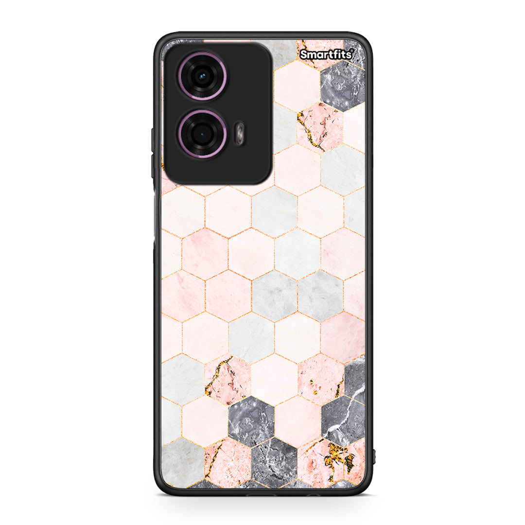 4 - Motorola G24 Hexagon Pink Marble case, cover, bumper