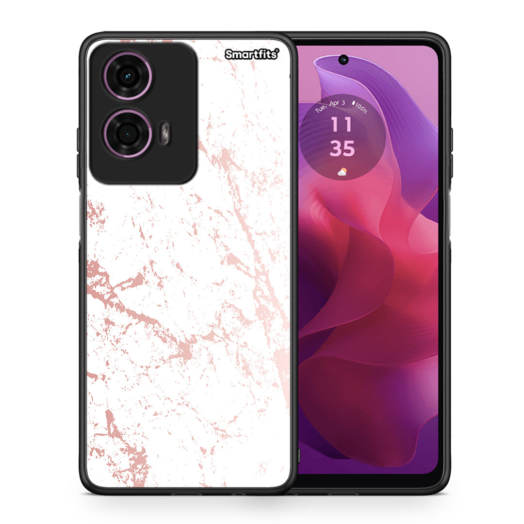 Θήκη Motorola G24 Pink Splash Marble από τη Smartfits με σχέδιο στο πίσω μέρος και μαύρο περίβλημα | Motorola G24 Pink Splash Marble case with colorful back and black bezels