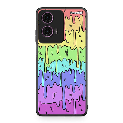 Motorola G24 Melting Rainbow θήκη από τη Smartfits με σχέδιο στο πίσω μέρος και μαύρο περίβλημα | Smartphone case with colorful back and black bezels by Smartfits