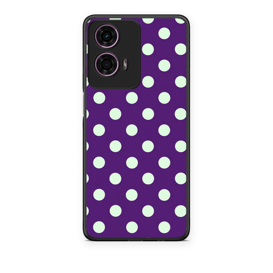 Θήκη Motorola G24 Mint Polka Dots on Purple από τη Smartfits με σχέδιο στο πίσω μέρος και μαύρο περίβλημα | Motorola G24 Mint Polka Dots on Purple case with colorful back and black bezels
