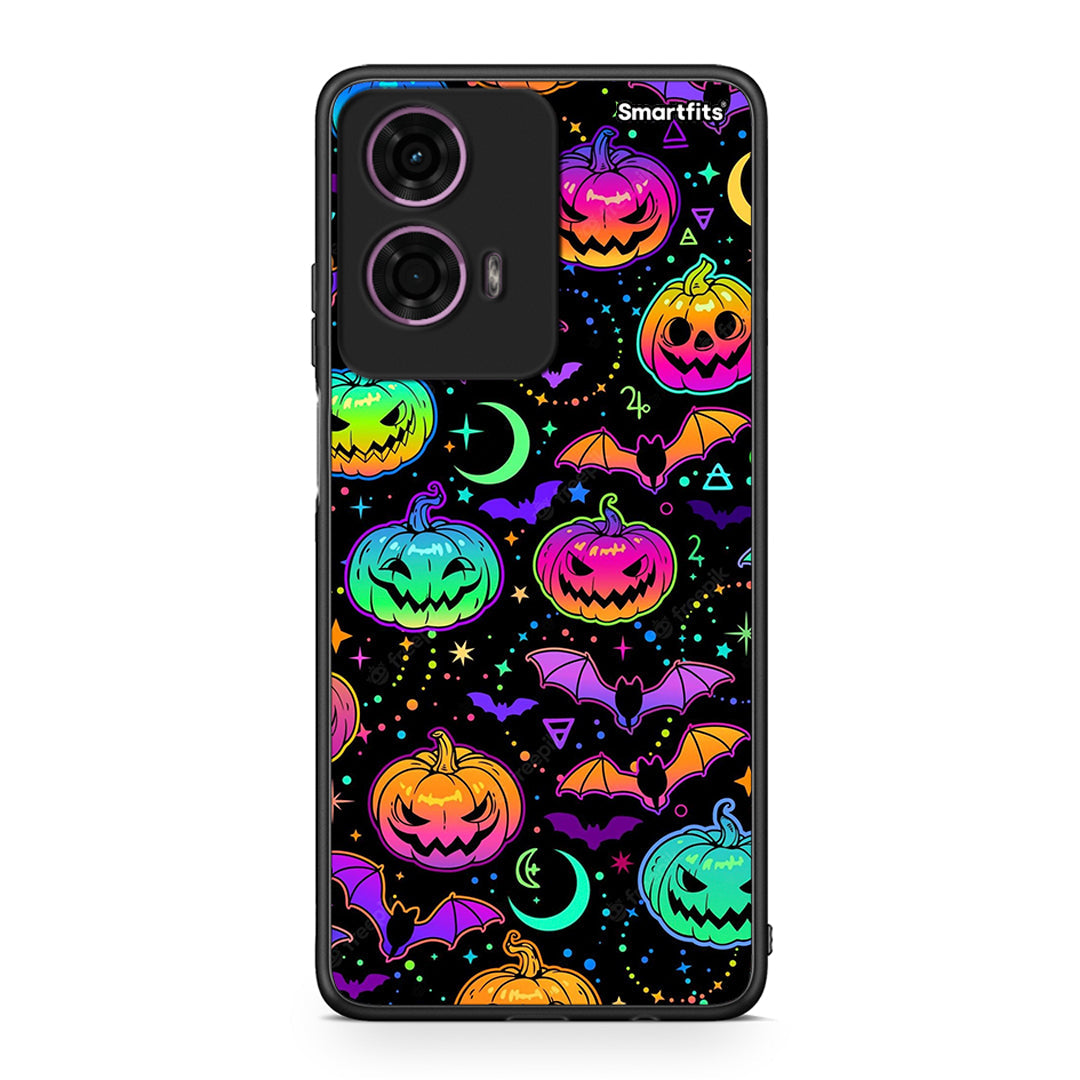 Motorola G24 Neon Halloween θήκη από τη Smartfits με σχέδιο στο πίσω μέρος και μαύρο περίβλημα | Smartphone case with colorful back and black bezels by Smartfits