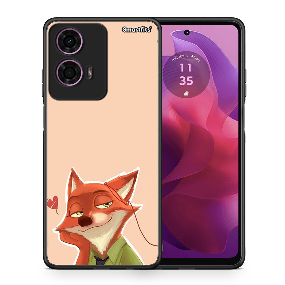 Θήκη Motorola G24 Nick Wilde And Judy Hopps Love 1 από τη Smartfits με σχέδιο στο πίσω μέρος και μαύρο περίβλημα | Motorola G24 Nick Wilde And Judy Hopps Love 1 case with colorful back and black bezels