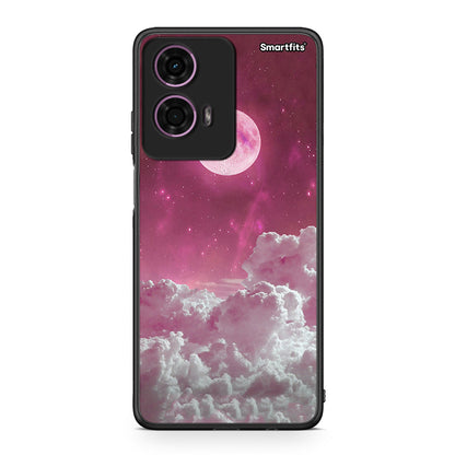 Motorola G24 Pink Moon Θήκη από τη Smartfits με σχέδιο στο πίσω μέρος και μαύρο περίβλημα | Smartphone case with colorful back and black bezels by Smartfits
