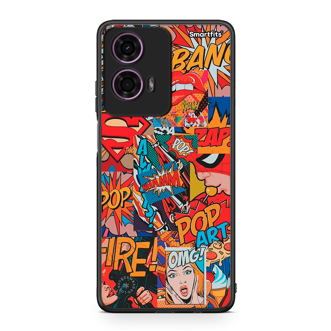 Motorola G24 PopArt OMG θήκη από τη Smartfits με σχέδιο στο πίσω μέρος και μαύρο περίβλημα | Smartphone case with colorful back and black bezels by Smartfits