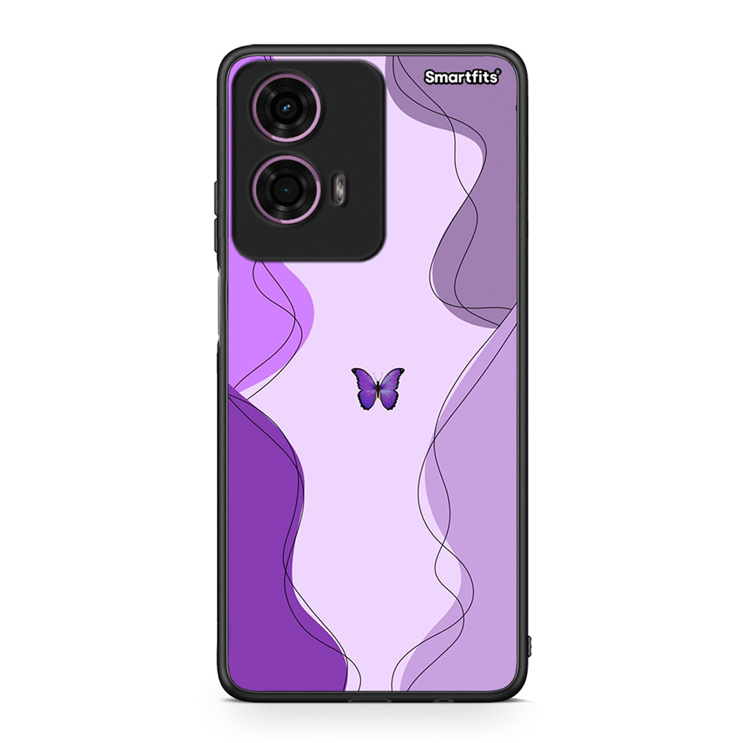 Motorola G24 Purple Mariposa Θήκη Αγίου Βαλεντίνου από τη Smartfits με σχέδιο στο πίσω μέρος και μαύρο περίβλημα | Smartphone case with colorful back and black bezels by Smartfits