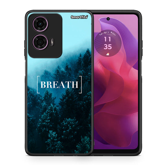 Θήκη Motorola G24 Breath Quote από τη Smartfits με σχέδιο στο πίσω μέρος και μαύρο περίβλημα | Motorola G24 Breath Quote case with colorful back and black bezels