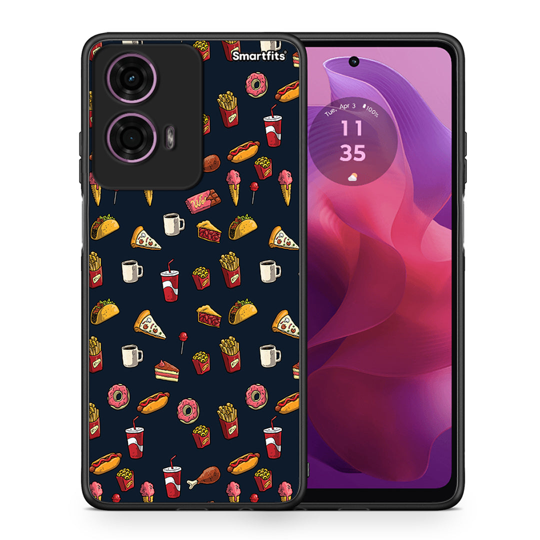 Θήκη Motorola G24 Hungry Random από τη Smartfits με σχέδιο στο πίσω μέρος και μαύρο περίβλημα | Motorola G24 Hungry Random case with colorful back and black bezels