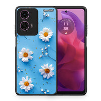 Thumbnail for Θήκη Motorola G24 Real Daisies από τη Smartfits με σχέδιο στο πίσω μέρος και μαύρο περίβλημα | Motorola G24 Real Daisies case with colorful back and black bezels