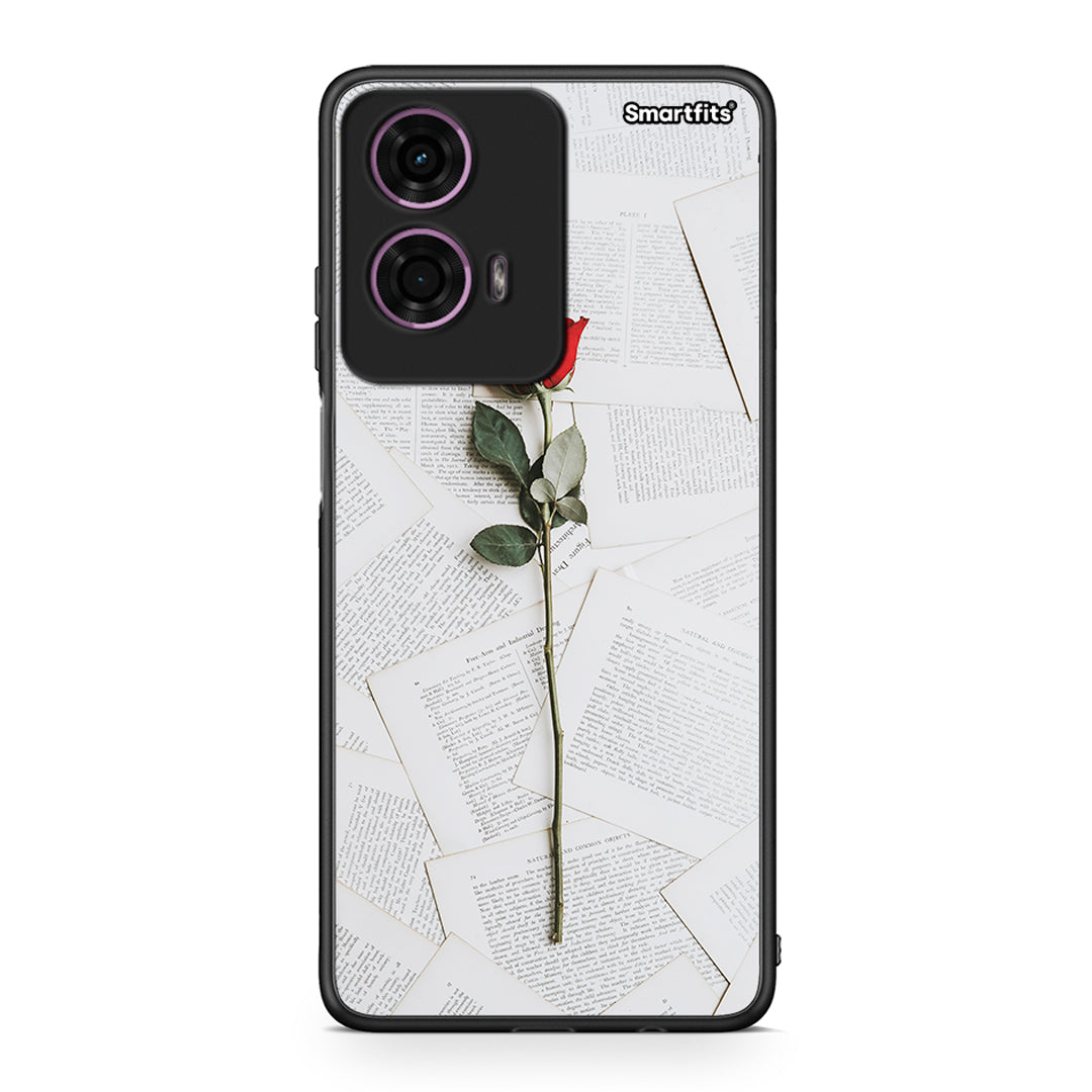 Motorola G24 Red Rose θήκη από τη Smartfits με σχέδιο στο πίσω μέρος και μαύρο περίβλημα | Smartphone case with colorful back and black bezels by Smartfits