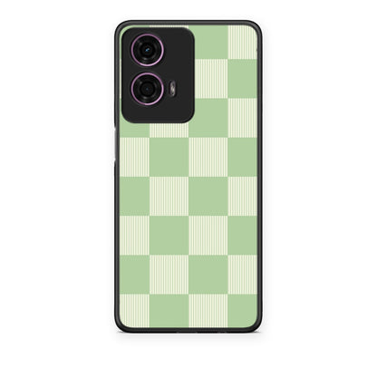Θήκη Motorola G24 Sage and Cream Striped Checks από τη Smartfits με σχέδιο στο πίσω μέρος και μαύρο περίβλημα | Motorola G24 Sage and Cream Striped Checks case with colorful back and black bezels