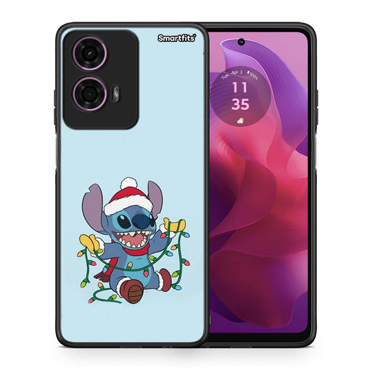 Θήκη Motorola G24 Santa Stich από τη Smartfits με σχέδιο στο πίσω μέρος και μαύρο περίβλημα | Motorola G24 Santa Stich case with colorful back and black bezels