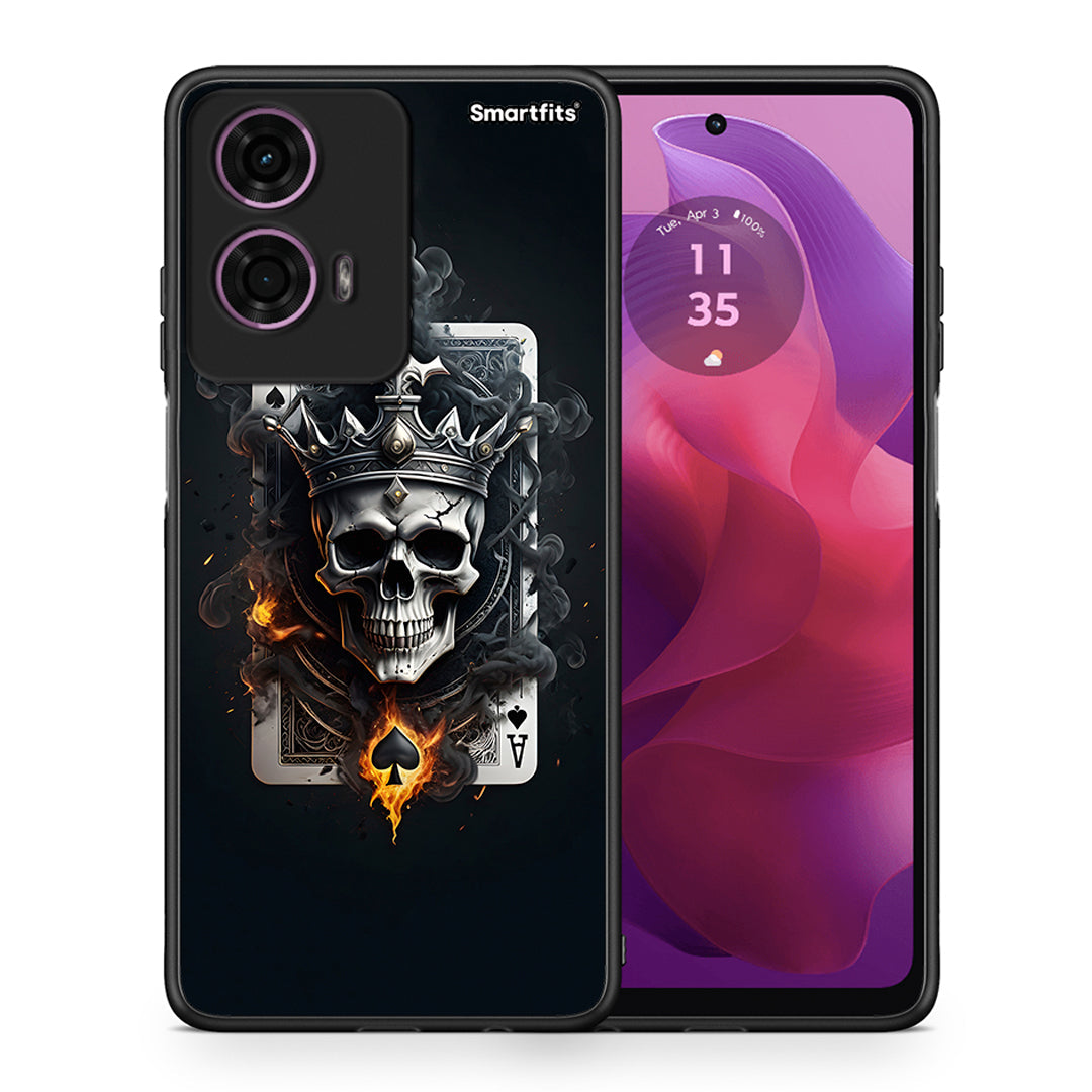 Θήκη Motorola G24 Skull King Ace από τη Smartfits με σχέδιο στο πίσω μέρος και μαύρο περίβλημα | Motorola G24 Skull King Ace case with colorful back and black bezels