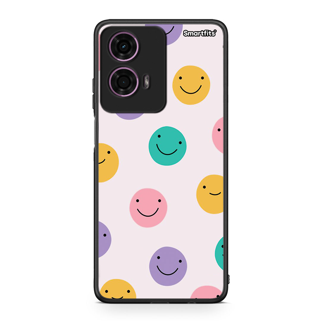 Motorola G24 Smiley Faces θήκη από τη Smartfits με σχέδιο στο πίσω μέρος και μαύρο περίβλημα | Smartphone case with colorful back and black bezels by Smartfits