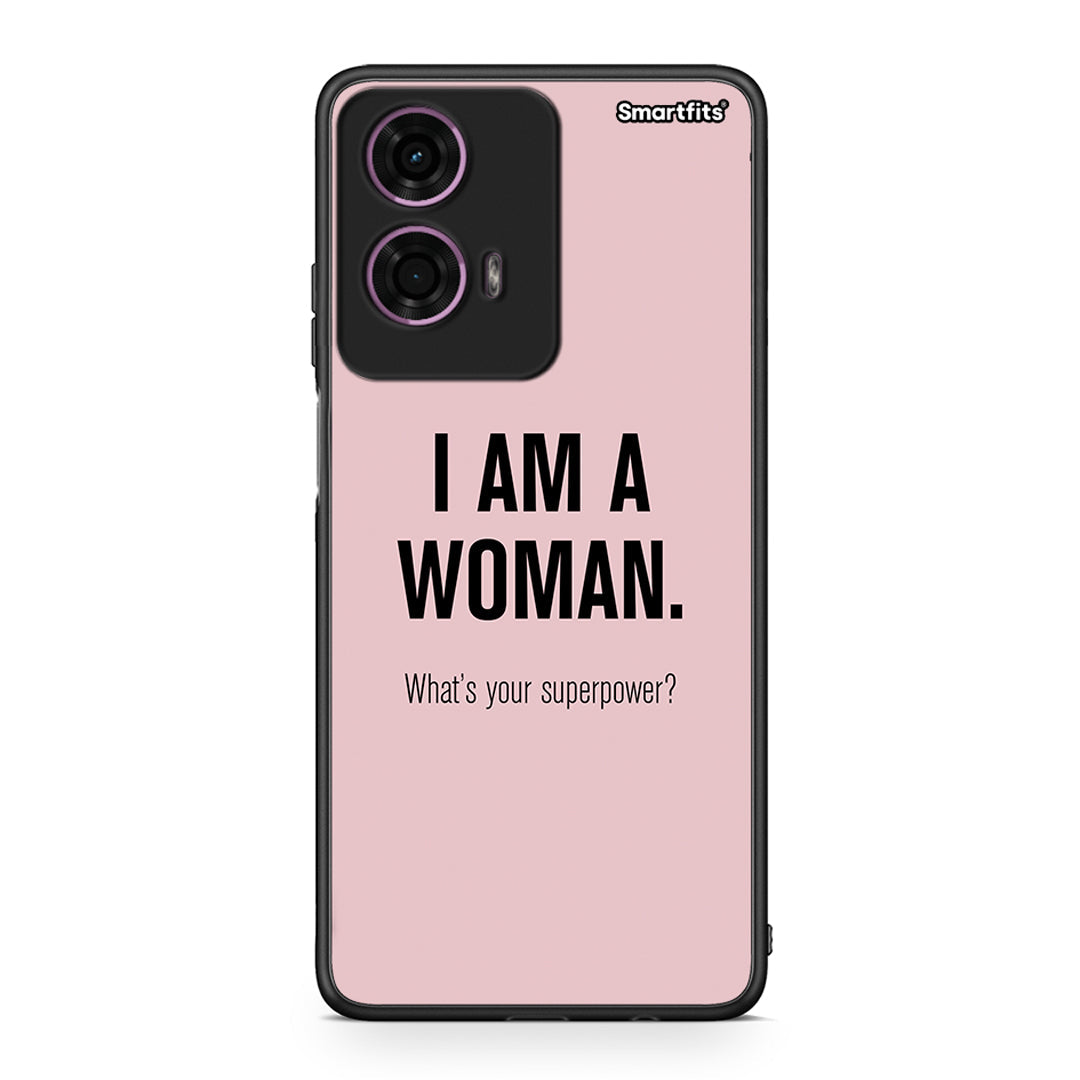 Motorola G24 Superpower Woman θήκη από τη Smartfits με σχέδιο στο πίσω μέρος και μαύρο περίβλημα | Smartphone case with colorful back and black bezels by Smartfits