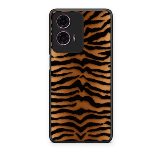 Θήκη Motorola G24 Tiger Print Orange and Black από τη Smartfits με σχέδιο στο πίσω μέρος και μαύρο περίβλημα | Motorola G24 Tiger Print Orange and Black case with colorful back and black bezels