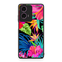 Thumbnail for Motorola G24 Tropical Flowers θήκη από τη Smartfits με σχέδιο στο πίσω μέρος και μαύρο περίβλημα | Smartphone case with colorful back and black bezels by Smartfits