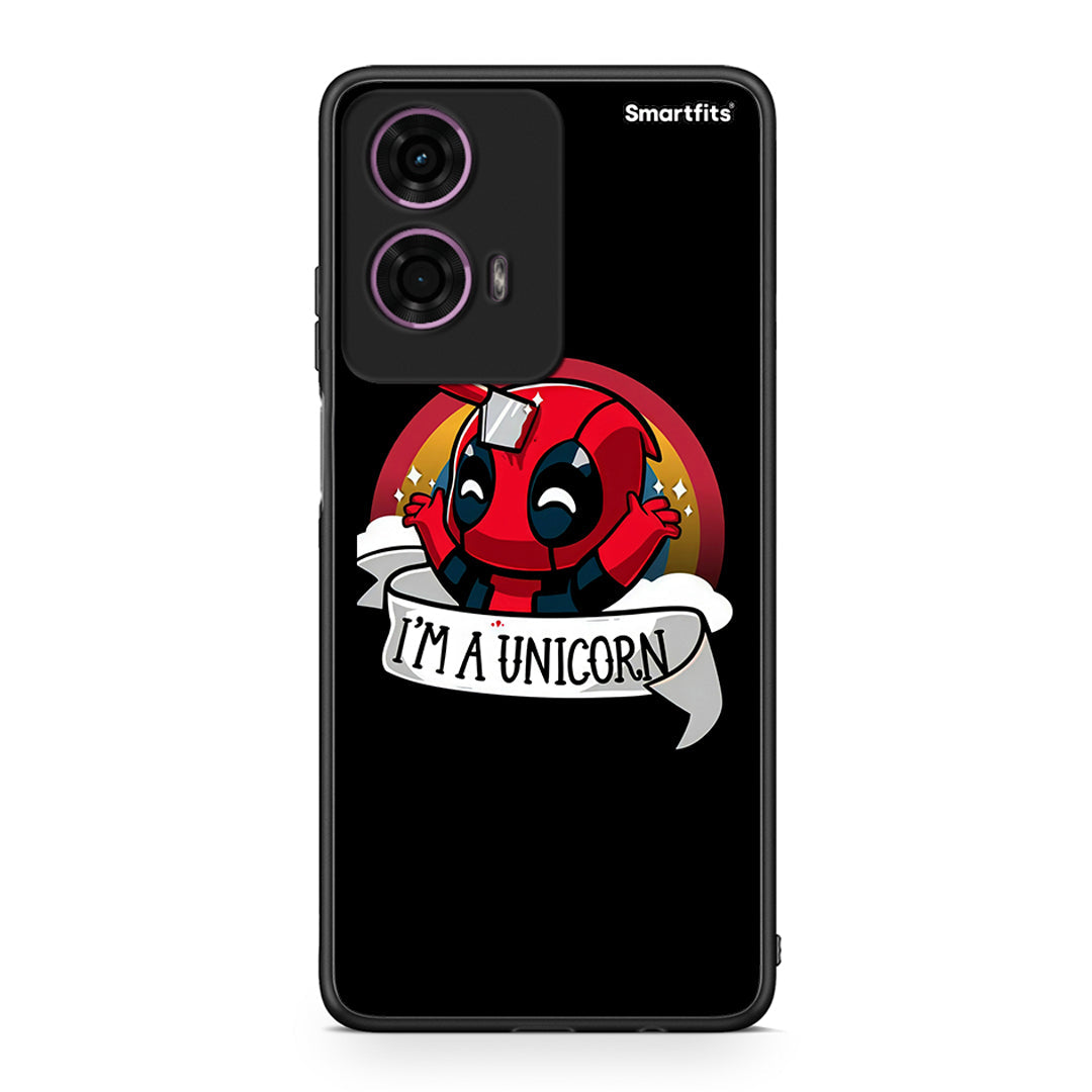 Motorola G24 Unicorn Deadpool θήκη από τη Smartfits με σχέδιο στο πίσω μέρος και μαύρο περίβλημα | Smartphone case with colorful back and black bezels by Smartfits