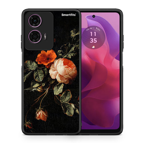 Θήκη Motorola G24 Vintage Roses από τη Smartfits με σχέδιο στο πίσω μέρος και μαύρο περίβλημα | Motorola G24 Vintage Roses case with colorful back and black bezels