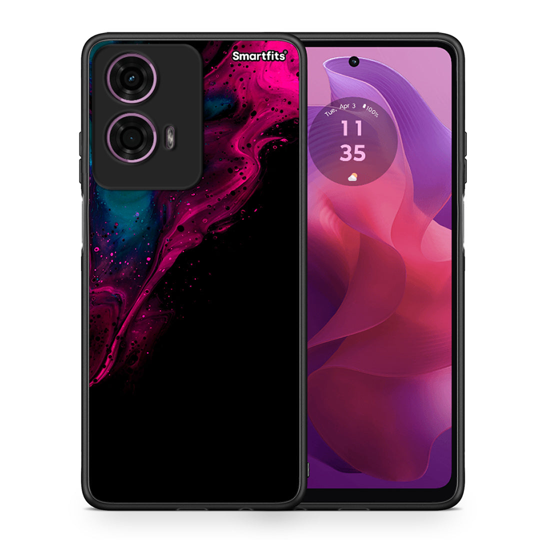 Θήκη Motorola G24 Pink Black Watercolor από τη Smartfits με σχέδιο στο πίσω μέρος και μαύρο περίβλημα | Motorola G24 Pink Black Watercolor case with colorful back and black bezels