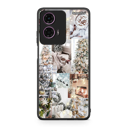 Motorola G24 White Christmas θήκη από τη Smartfits με σχέδιο στο πίσω μέρος και μαύρο περίβλημα | Smartphone case with colorful back and black bezels by Smartfits