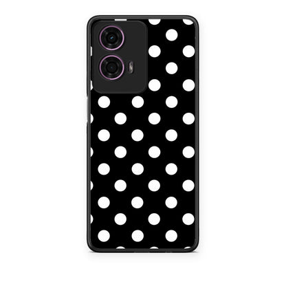 Θήκη Motorola G24 White Polka Dots on Black από τη Smartfits με σχέδιο στο πίσω μέρος και μαύρο περίβλημα | Motorola G24 White Polka Dots on Black case with colorful back and black bezels