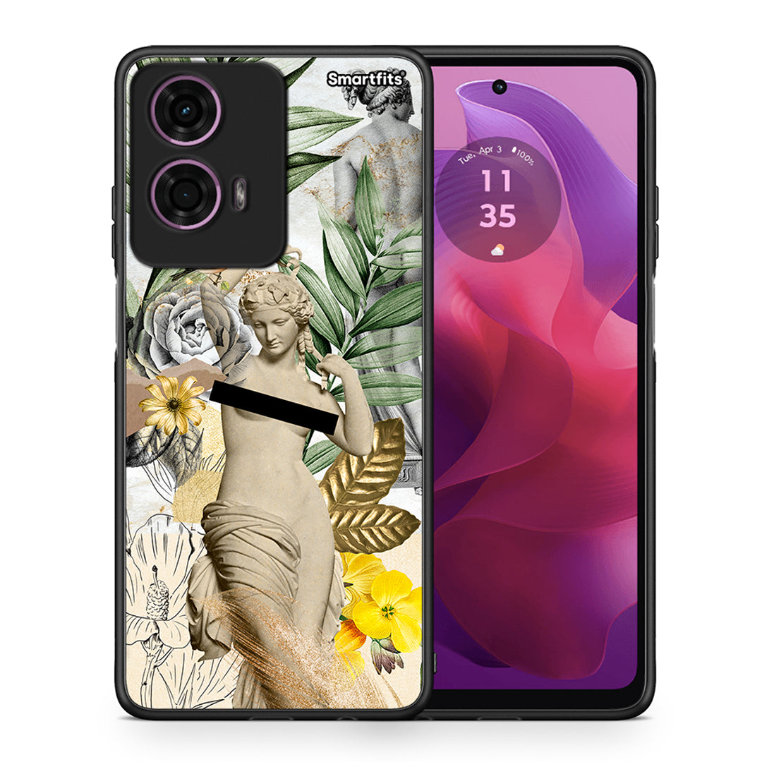 Θήκη Motorola G24 Woman Statue από τη Smartfits με σχέδιο στο πίσω μέρος και μαύρο περίβλημα | Motorola G24 Woman Statue case with colorful back and black bezels