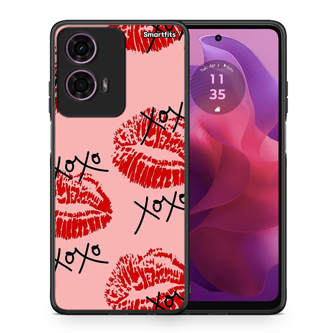 Θήκη Motorola G24 XOXO Lips από τη Smartfits με σχέδιο στο πίσω μέρος και μαύρο περίβλημα | Motorola G24 XOXO Lips case with colorful back and black bezels