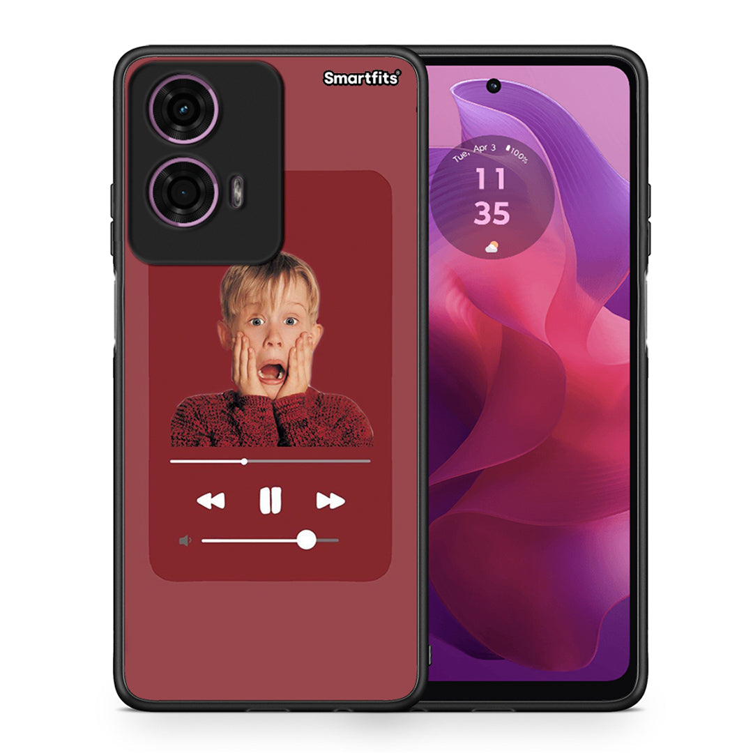 Θήκη Motorola G24 Xmas Alone Music από τη Smartfits με σχέδιο στο πίσω μέρος και μαύρο περίβλημα | Motorola G24 Xmas Alone Music case with colorful back and black bezels