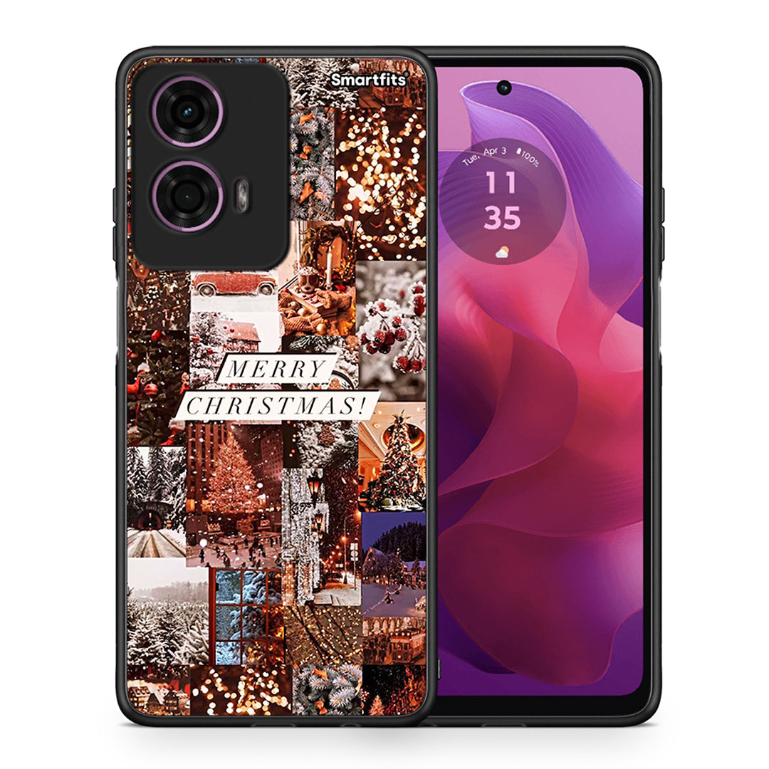 Θήκη Motorola G24 Xmas Collage από τη Smartfits με σχέδιο στο πίσω μέρος και μαύρο περίβλημα | Motorola G24 Xmas Collage case with colorful back and black bezels