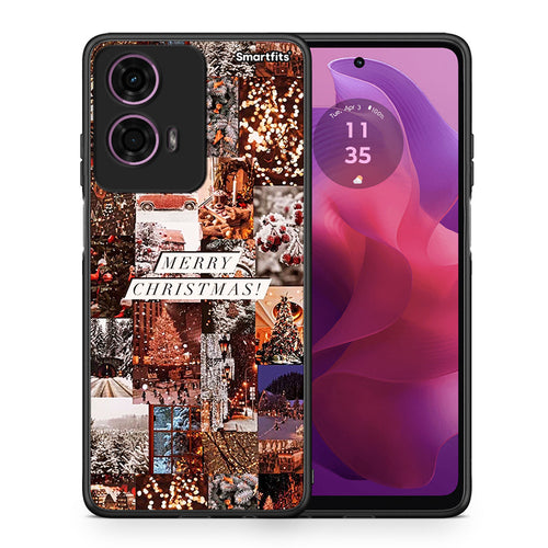 Θήκη Motorola G24 Xmas Collage από τη Smartfits με σχέδιο στο πίσω μέρος και μαύρο περίβλημα | Motorola G24 Xmas Collage case with colorful back and black bezels