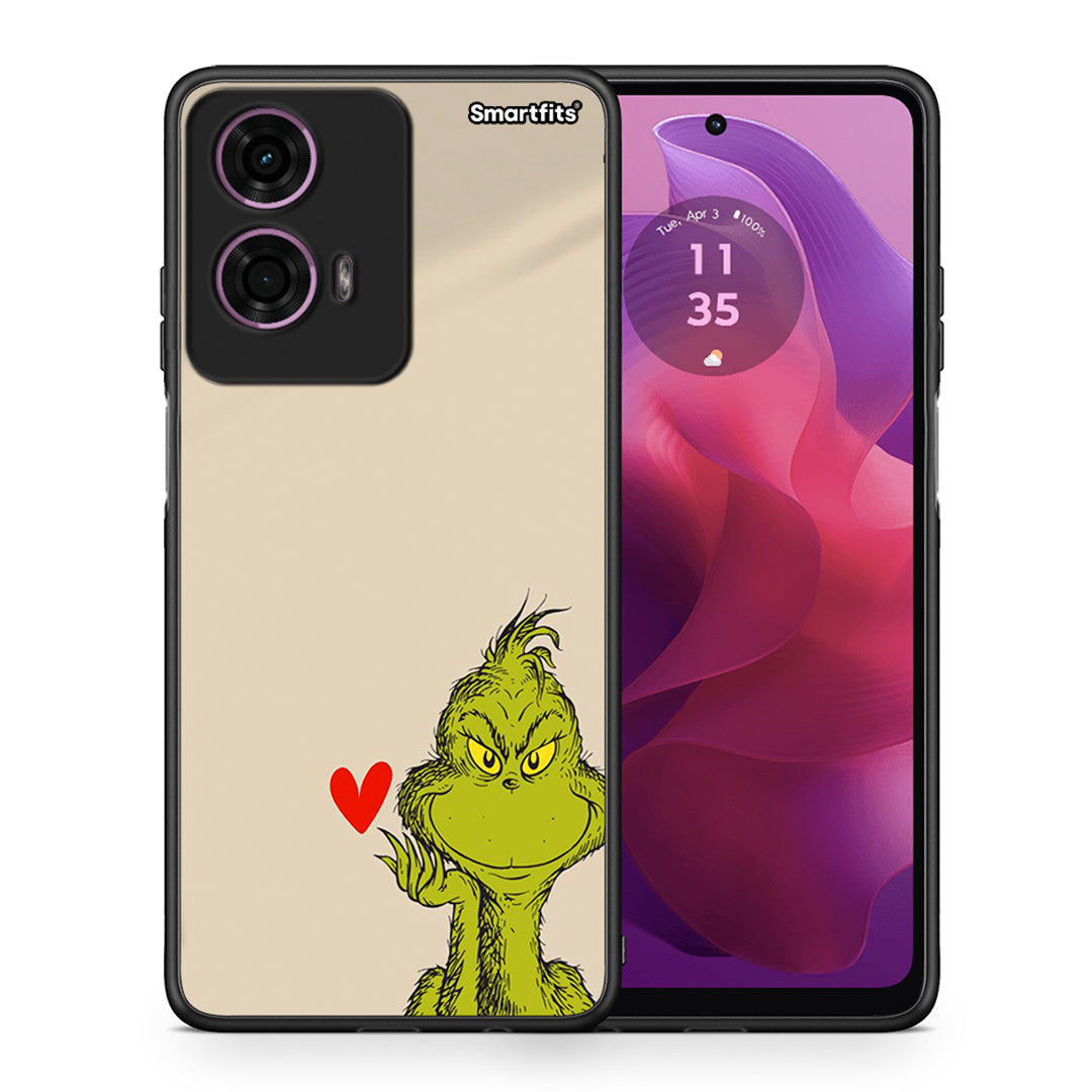 Θήκη Motorola G24 Xmas Grinch από τη Smartfits με σχέδιο στο πίσω μέρος και μαύρο περίβλημα | Motorola G24 Xmas Grinch case with colorful back and black bezels