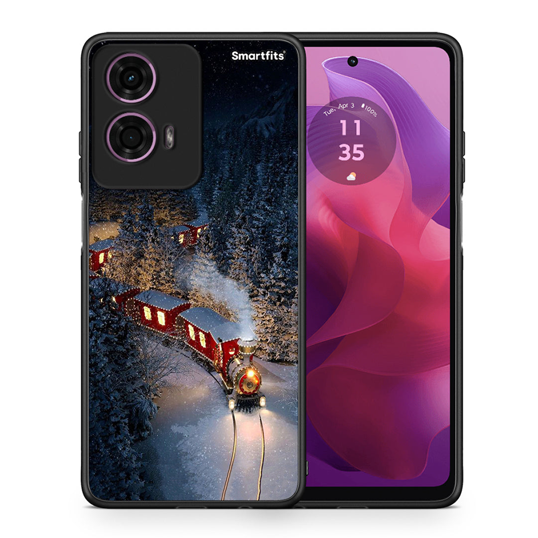 Θήκη Motorola G24 Xmas Train από τη Smartfits με σχέδιο στο πίσω μέρος και μαύρο περίβλημα | Motorola G24 Xmas Train case with colorful back and black bezels