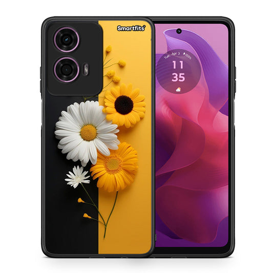 Θήκη Motorola G24 Yellow Daisies από τη Smartfits με σχέδιο στο πίσω μέρος και μαύρο περίβλημα | Motorola G24 Yellow Daisies case with colorful back and black bezels