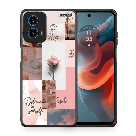 Θήκη Motorola G34 5G Aesthetic Collage από τη Smartfits με σχέδιο στο πίσω μέρος και μαύρο περίβλημα | Motorola G34 5G Aesthetic Collage case with colorful back and black bezels