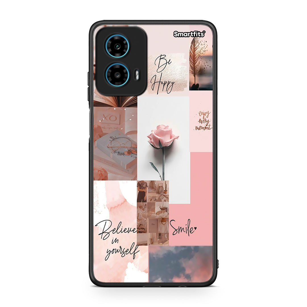 Motorola G34 5G Aesthetic Collage θήκη από τη Smartfits με σχέδιο στο πίσω μέρος και μαύρο περίβλημα | Smartphone case with colorful back and black bezels by Smartfits