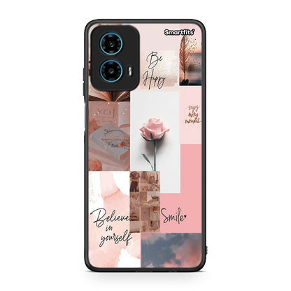 Motorola G34 5G Aesthetic Collage θήκη από τη Smartfits με σχέδιο στο πίσω μέρος και μαύρο περίβλημα | Smartphone case with colorful back and black bezels by Smartfits