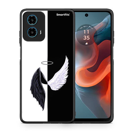 Θήκη Motorola G34 5G Angels Demons από τη Smartfits με σχέδιο στο πίσω μέρος και μαύρο περίβλημα | Motorola G34 5G Angels Demons case with colorful back and black bezels