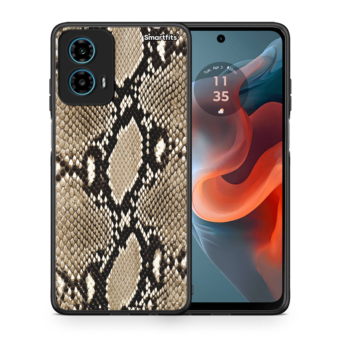 Θήκη Motorola G34 5G Fashion Snake Animal από τη Smartfits με σχέδιο στο πίσω μέρος και μαύρο περίβλημα | Motorola G34 5G Fashion Snake Animal case with colorful back and black bezels