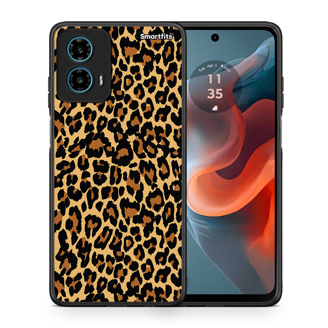 Θήκη Motorola G34 5G Leopard Animal από τη Smartfits με σχέδιο στο πίσω μέρος και μαύρο περίβλημα | Motorola G34 5G Leopard Animal case with colorful back and black bezels