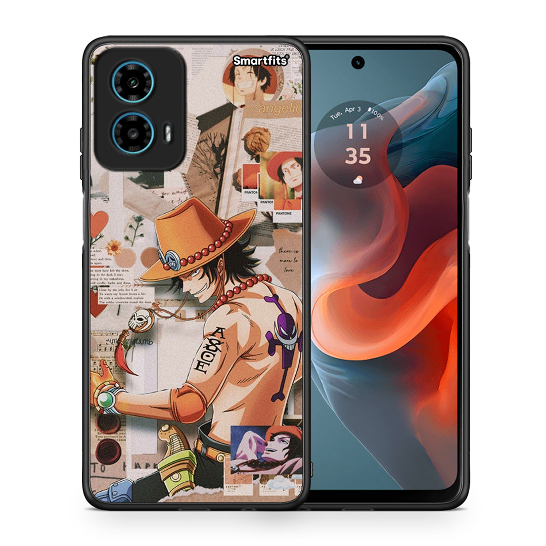 Θήκη Motorola G34 5G Anime Collage από τη Smartfits με σχέδιο στο πίσω μέρος και μαύρο περίβλημα | Motorola G34 5G Anime Collage case with colorful back and black bezels