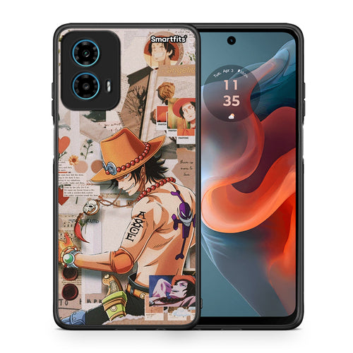 Θήκη Motorola G34 5G Anime Collage από τη Smartfits με σχέδιο στο πίσω μέρος και μαύρο περίβλημα | Motorola G34 5G Anime Collage case with colorful back and black bezels