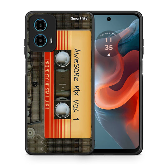 Θήκη Motorola G34 5G Awesome Mix από τη Smartfits με σχέδιο στο πίσω μέρος και μαύρο περίβλημα | Motorola G34 5G Awesome Mix case with colorful back and black bezels